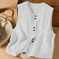thumbnail image 2 of Duoif Womens Tank Tops Button down Linen Vest, Lightweight Summer Outerwear Shirts for Women Beige L, 2 of 5