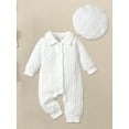 thumbnail image 4 of BemeyourBBs Baby Boy Jumpsuit and Hat Set Long Sleeve Lapel Collar Romper with Cap, 4 of 9