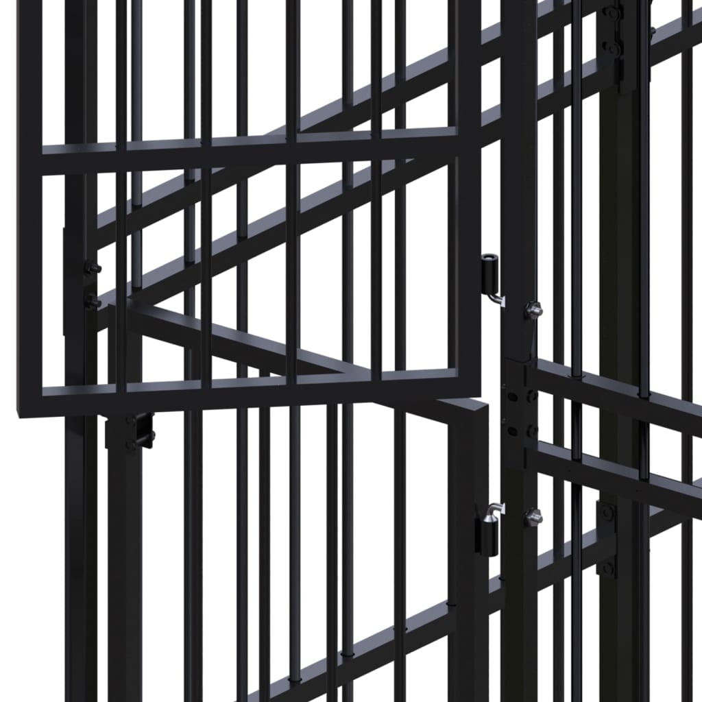 vidaXL Outdoor Dog Kennel with Roof Steel 138.9 ft²