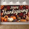 thumbnail image 5 of Decorative Design Happy Thanksgiving Banner Colorful Theme Fall Leaves Turkey Illustration for Thanksgiving Celebration Holiday Party Autumn Decoration, 5 of 9