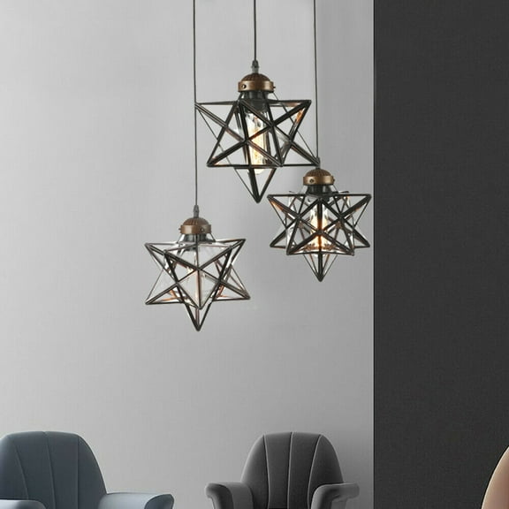 Modern Brown 3-Light Star Glass Lighting Lamp Ceiling Light for Indoor Decor