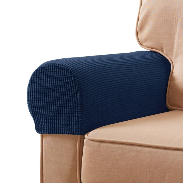 Fundas de reposabrazos SUBRTEX de elastano elástico para sillas y sofás, color azul marino