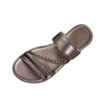 thumbnail image 3 of Summer Sandals for Women Footbed Solid Color Open Toe Slip-On Comfortable Elastic Strap Flat Slippers Sandals for Women Beach Vacation Holiday Vintage Fashion, 3 of 10