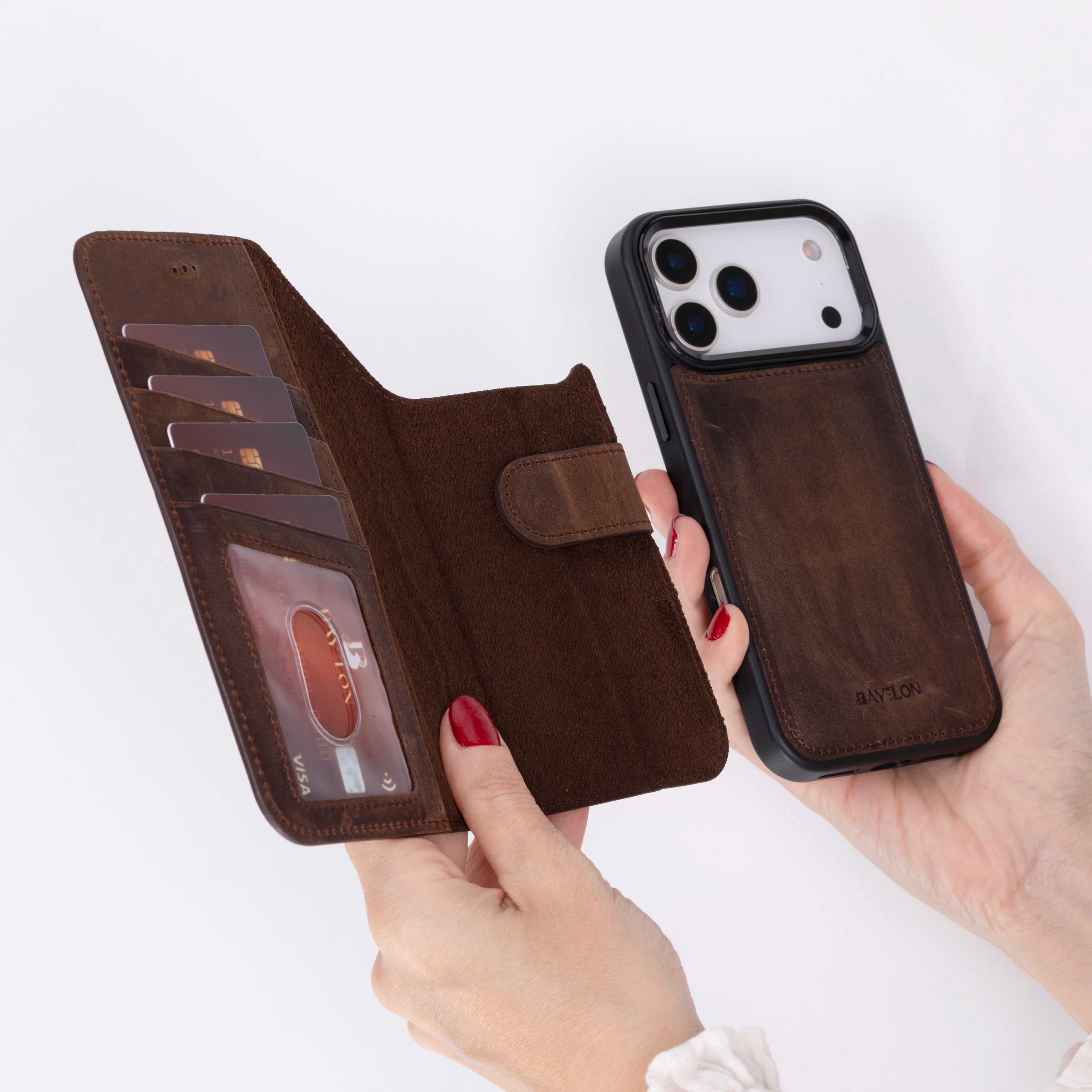 iPhone 17 Pro Detachable Leather Wallet Case - RFID, MagSafe Compatible