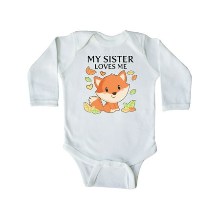 

Inktastic My Sister Loves Me- little fox Gift Baby Boy or Baby Girl Long Sleeve Bodysuit
