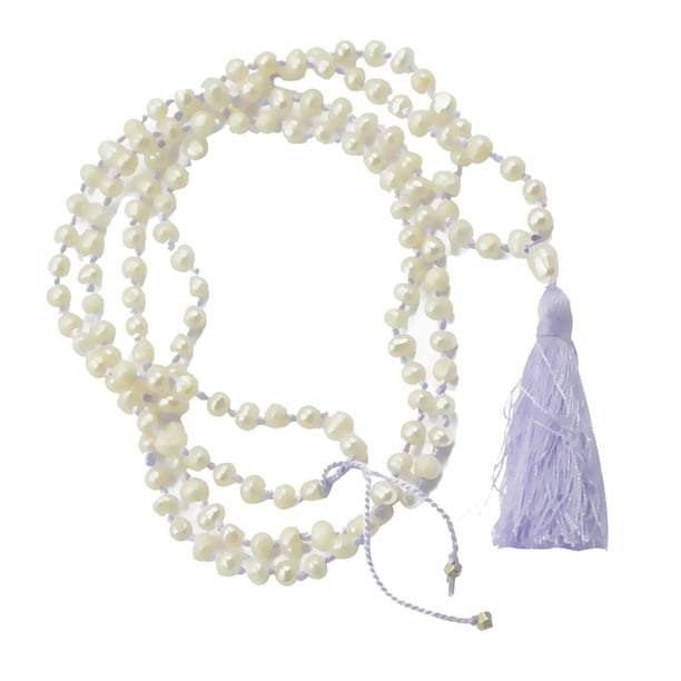 Collar Cadena Artificiales Anudadas Colgante Borla Joyas de Oración Colro de Lavanda Fernando Collar de borlas de oración
