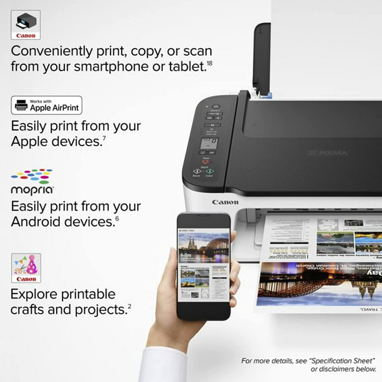 italiensk akademisk forstyrrelse Canon Wireless Inkjet All in One Printer Print Copy Scan Fax Mobile Printing  with LCD Display USB and WiFi Connection with NeeGo Printer Cable -  Walmart.com