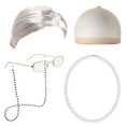 thumbnail image 2 of Wigs for Women Old Lady Costume for Kids 100 Days of School Bun Wig Glasses Wig Cap Pearl Necklace Accessories Wigs Human Hair Lace Front Wigs, 2 of 4