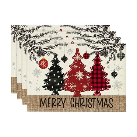 

Minsida 4PCS Christmas Placemat Flax Tablecloth Thermal Mat Kitchen Table Mat Placemats Table Placemats Placemats