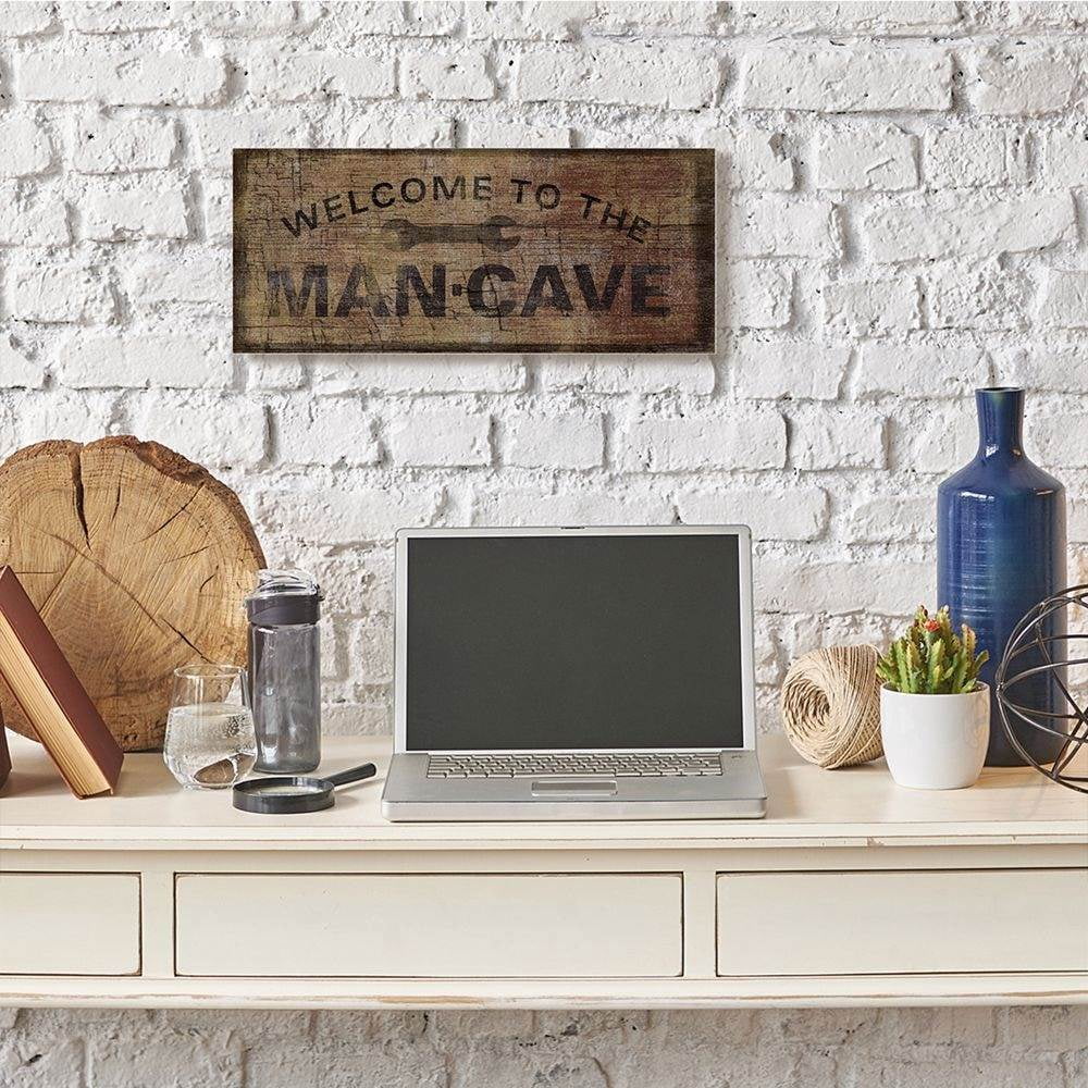Stupell Industries Man Cave Tools Modern Textured Wood Word Design Canvas Wall Art by Art Licensing Studio