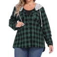 thumbnail image 4 of LoyisViDion Coat Women Hoodie Plaid Flannel Shirt Plus Size Long Sleeve Jacket Sweatshirt Blouse Green 10(XL), 4 of 7