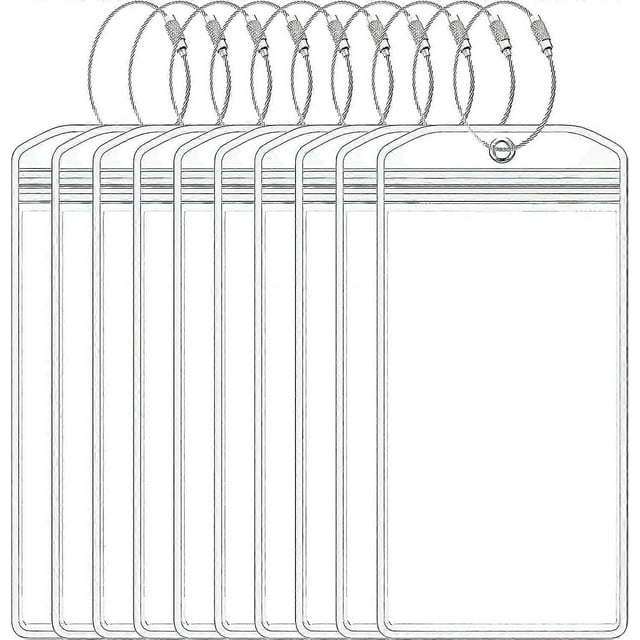10 Pcs Luggage Tag Holders With Zip Seal & Steel Loops, Cruise Essentials Clear Waterproof Luggage Tags For Travel Vacation Accessories(7.5 X 3.5 In)