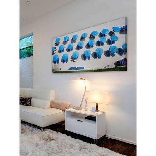 Marmont Hill "Blue Umbrellas" Painting Print on Wrapped Canvas