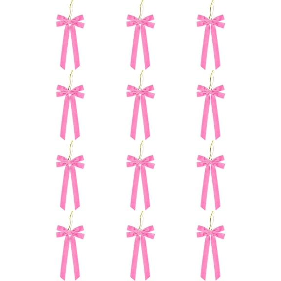 Velvet Christmas Bows, Large Pre-Tied Ribbon Bows for Coquette Christmas Tree, Wreath, Gift Wrapping, Wedding, Birthday and Party Decor 12-Pack Hot Pink