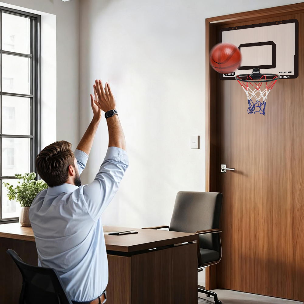 Basketball Hoop Indoor, Mini Over The Door Basketball Hoop with 2 Balls& 1 Pump, Great For Home, Dorms, Offices, and Gifts Toy