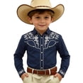 thumbnail image 4 of CONZONE Kids Boys Tops Long Sleeved Lapel Button Down Graphic Print Fashionable Tee Navy Size 4-5 Years, 4 of 4