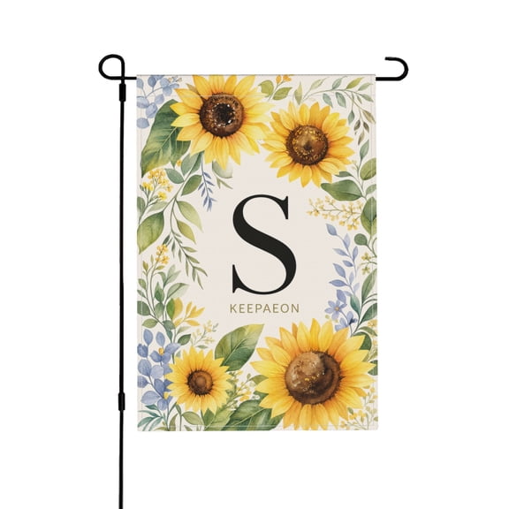 Monogram Letter S Summer Sunflower Garden Flag For Yard 12x18 in