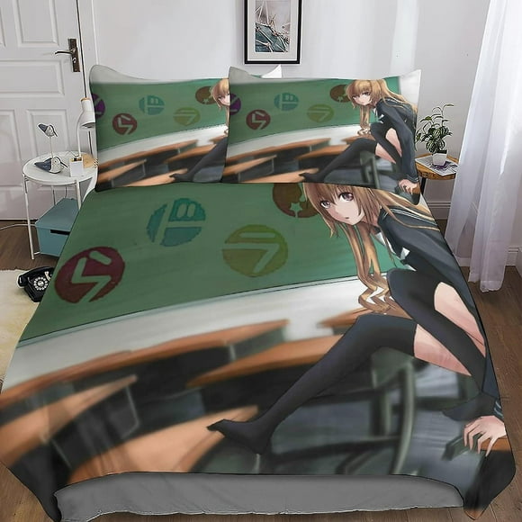 Toradora D Printed Microfiber Duvet Cover With Pillowcases Tora-dora Bedding Set With Zipper Closure Pieces For Adults And Children King 135*200 Cm