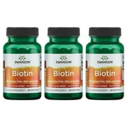 Swanson Biotin - High Potency 10,000 mcg 60 Sgels 3 Pack