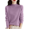 thumbnail image 2 of Satingcolo Sweaters for Women Winter Mock Turtleneck Warm Sweater Long Sleeve Dressy Casual Lightweight Pullover Shirts Tops,Purple M, 2 of 6