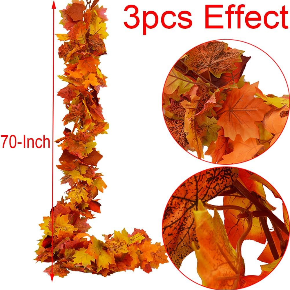 Antspirit Fall Garland Maple Leaf Hanging Vine, 3-Piece 6 Ft photo 4
