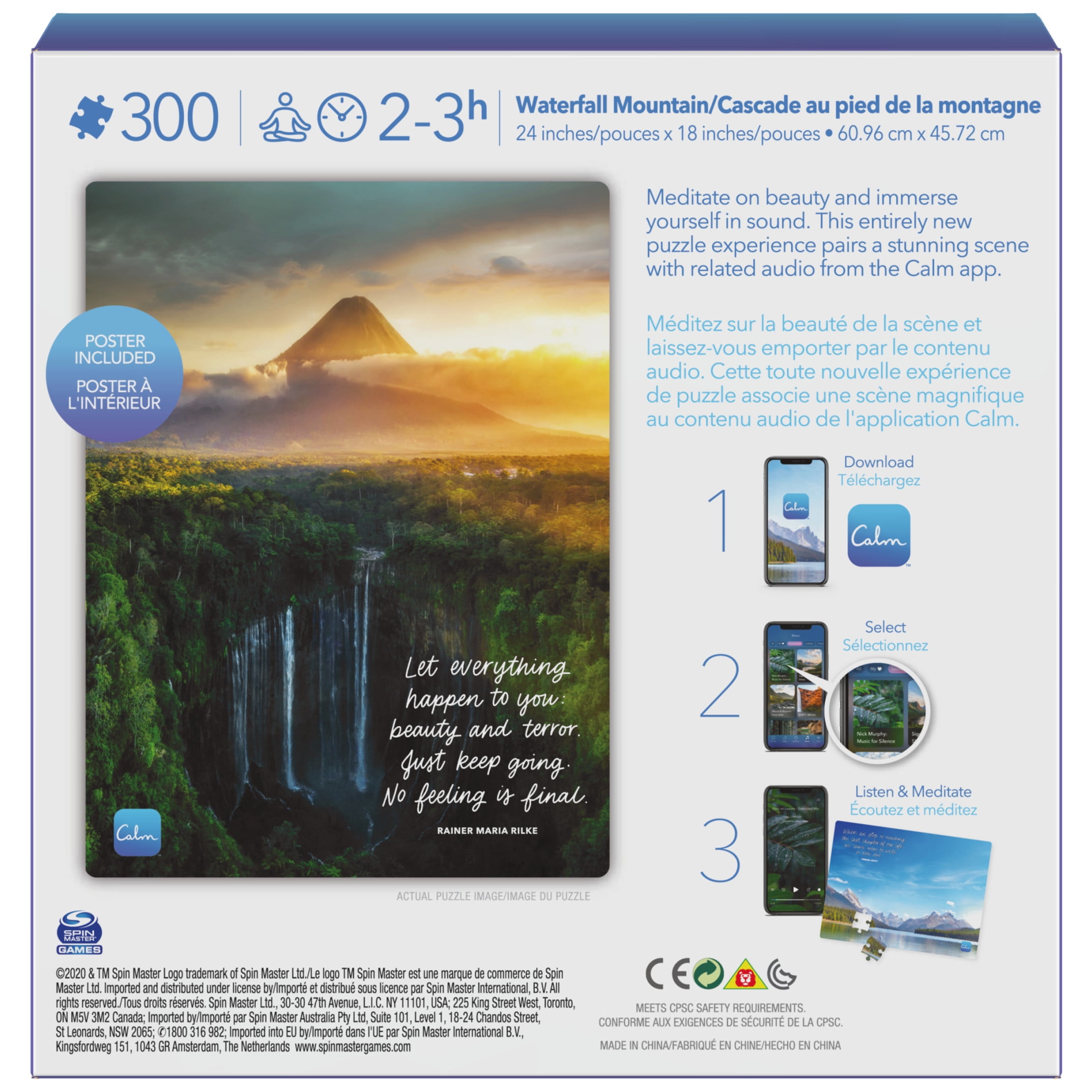 300-Piece Calm Jigsaw Puzzle for Stress Relief, Waterfall Mountain