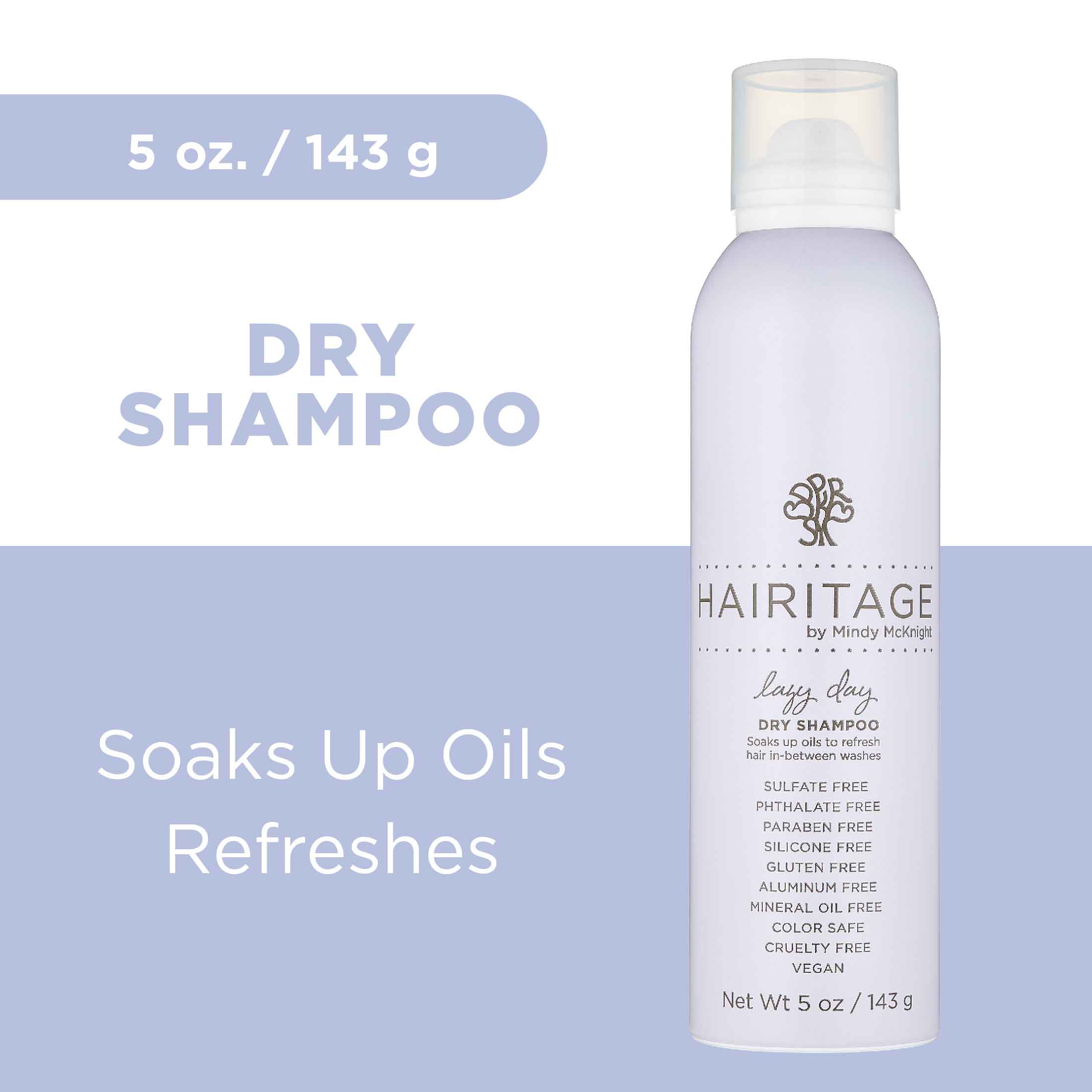 Hairitage Lazy Day Dry Shampoo | Oil Absorbing + Odors |Adds  Texture + Volume | Volcanic Minerals + Rice Starch | Vegan | 5oz - image 2 of 7