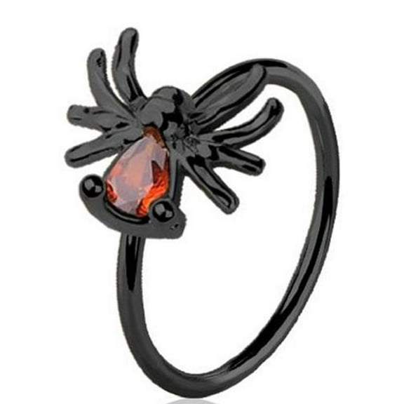 Nose Ring Hoop  spider 316L surgical steel CZ