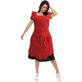 thumbnail image 4 of Delantal retro con volantes ajustable y bolsillos, para mujer de talla pequeña a grande, 4 of 5