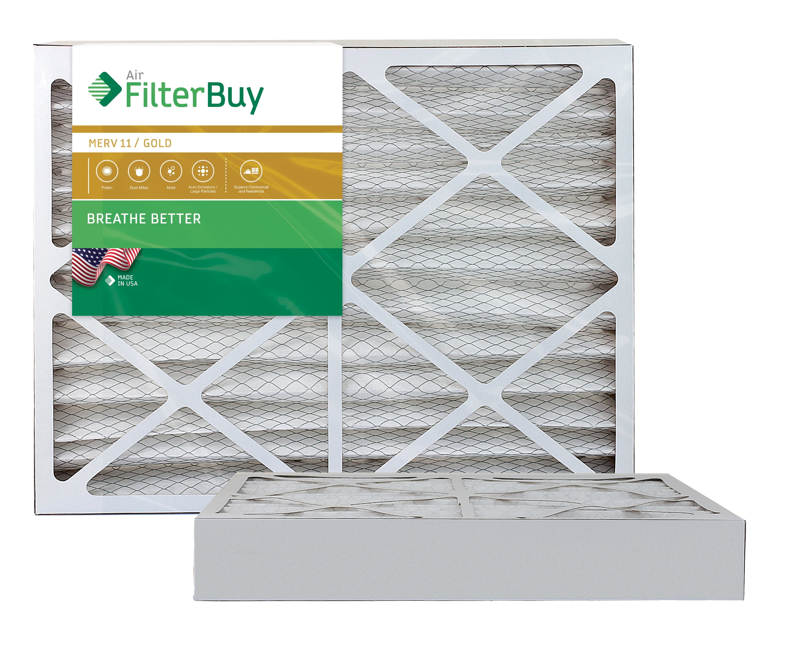 MERV 11 FilterBuy 18x20x1 Pleated HVAC AC Furnace Air Filter AFB Gold