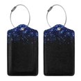 thumbnail image 3 of Pofeuu Black Blue Glitter Sparkles Print Luggage Tags, Privacy Cover ID Label with Stainless Steel Loop and Address Card for Travel Bag Suitcase-4 PCS, 3 of 5