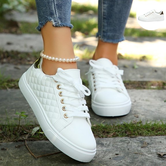 Willtoo Fashion Sneakers for Women Classic Low Top Lace Up Flat Walking Shoes Round Toe Non Slip Casual Shoes