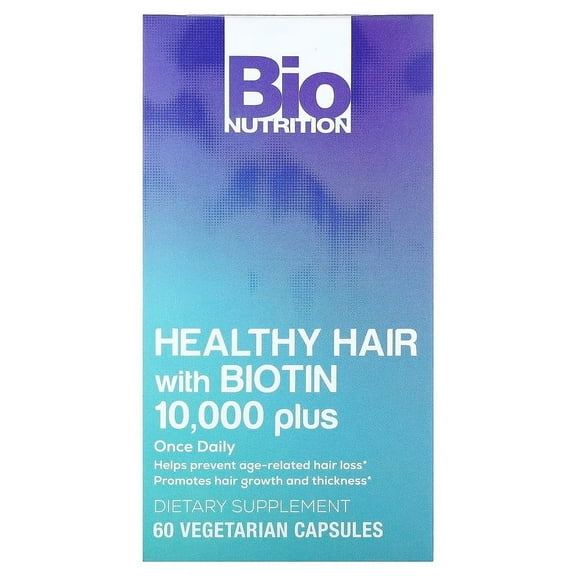 Bio Nutrition Healthy Hair W/Biotin , 60 Vegan Capsules - 2 Pack