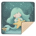 thumbnail image 6 of WOBOGO Cute Mermaid Holding Starfish Baby Playmats Extra Large Waterproof Rollable Activity Pads for Toddlers 50×50inch, 6 of 7