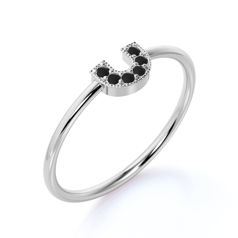 dainty black diamond ring