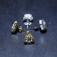 thumbnail image 3 of Leander Gold Silver 11mm Square CZ Stud Earrings of Mens aretes para hombre, 3 of 5