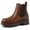 Brown, variant on Women's Chelsea Boots Chunky Heel Lug Sole Ankle Boots Elastic Side Slip-on Fashion Booties Black PU 9