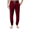 thumbnail image 2 of WTOBBY Men's Drawstring Cuffed Casual Pants with Pockets, Soft Home Sleep Pajama Bottoms for Lounging and Relaxation, Comfortable Fit,Wine XL, 2 of 8