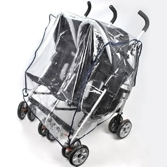 Universal Double Pram Rain Cover for Side-by-Side Strollers with Adjustable Straps and Safety Vents