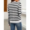 thumbnail image 4 of Women'S Cardigan Sweaters Striped Open Front Button Down Knitted Coat Cropped Fall Outwear White & Black L, 4 of 6