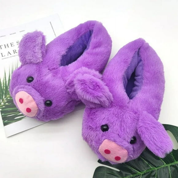 2022 Ins Hot Cartoon Pig Cotton Shoes Girls Pink Slip On Fluffy Slipper Woman Creative Piggy Slides Loafers Shoes