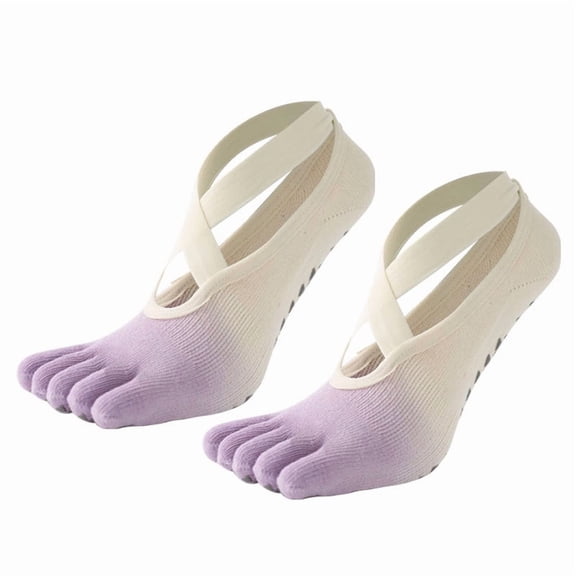 MaiYa 2-Pairs Yoga Socks for Women Non-Slip Grippy Yoga Socks with Toe Separation & Arch Support, Non-Slip Grip Socks for Pilates, Barre, Workout and Fitness