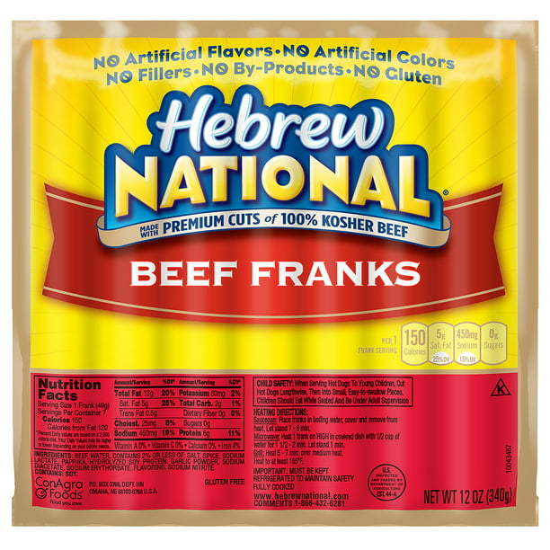 Hebrew National Beef Franks Hot Dogs 12 Oz Walmart Com Walmart Com