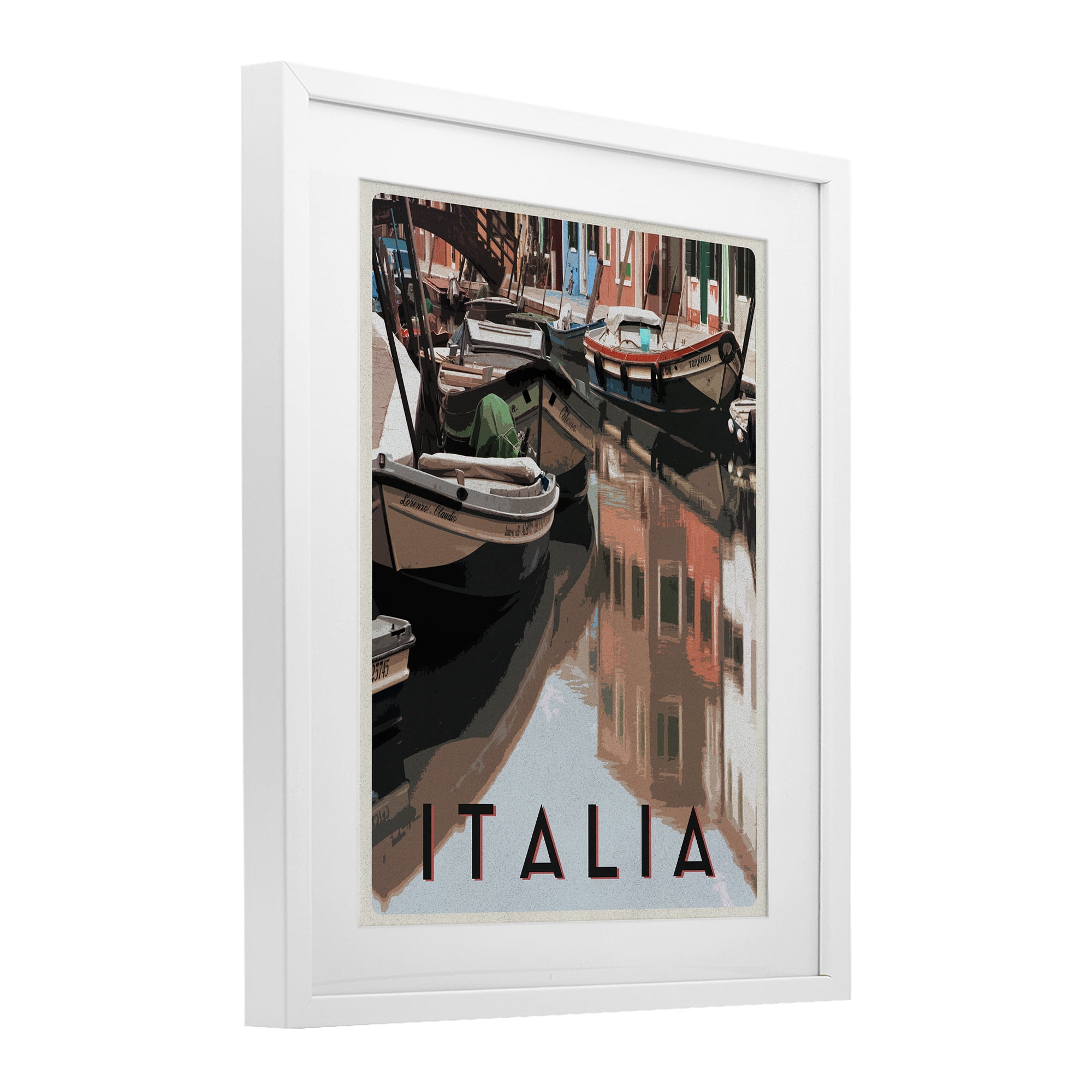 Stupell Industries Italia Canal Poster White Framed Print Under Glass, design by Shelley Lake