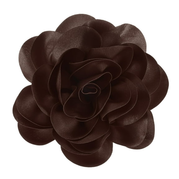 Extra Large Rose Flower Brooches, 7.87 Inch Lapel Pins Dainty Satin Fabric Big Camellia Flower Hair Clip For Women Wedding/Dance/Clothes/Accessories/Party [20cm, Coffee]