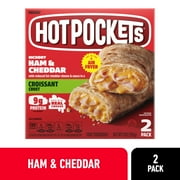 Hot Pockets Frozen Snacks, Ham and Cheddar Croissant Crust, 2 Sandwiches, 9 oz (Frozen)