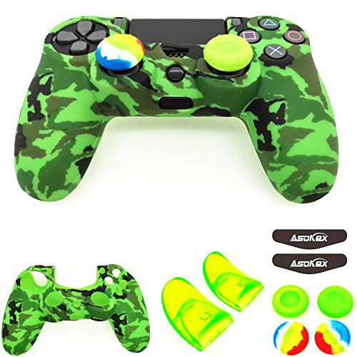 PS4 Controller Skin Red Camouflage 1 Pair L2 R2 Trigger Extender+4 Thumb Grips+4 LED Light Bar Decal Anti-Slip Silicone Cover Protector Sleeve Case for DualShock 4 PS4/PS4 Slim/PS4 Pro Controller