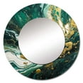 thumbnail image 2 of Designart "Serene Cascade in Green and Gold I" Abstract Green Large Round Mirror - Round Mirror Wall Décor - Contemporary Round Printed Mirror 23" x 23" Inch, 2 of 5
