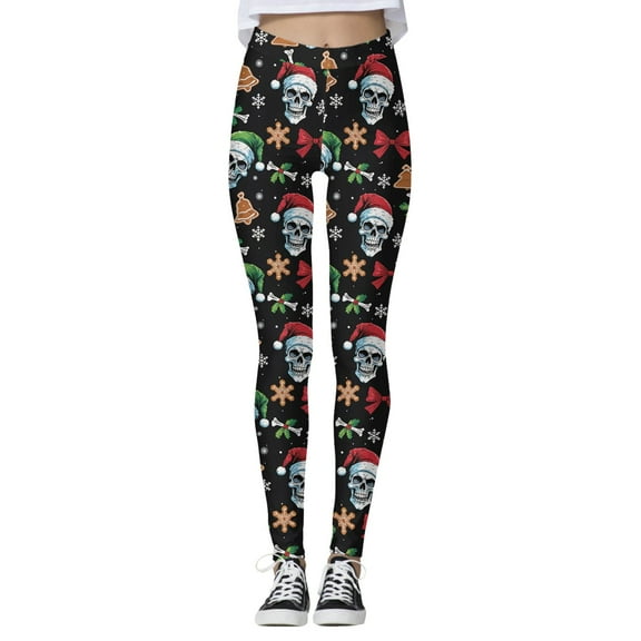 Yoga Pants for Women Stylish Print High Waist Lifting Stretchy Breathable Slim Fit Gym Pants for Workout Wear Black L