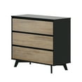 thumbnail image 2 of Max & Lily Solid Wood Scandinavian 3 Drawer Dresser, Black/Blonde, 2 of 8
